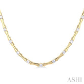 1 Ctw Halfway Bamboo Internodes Round Cut Diamond Fashion Necklace in 14K Yellow Gold